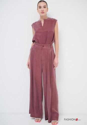 wide leg Trousers with elastic with zip with buttons with pockets - ph 1