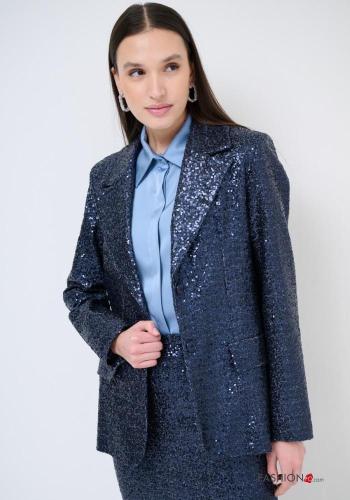Blazer de Algodón manga larga con lentejuelas con botones