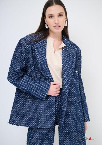 Blazer in Cotone maniche lunghe con paillettes con bottoni
