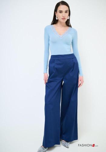 high waist wide leg Cotton Trousers with elastic - ph 1