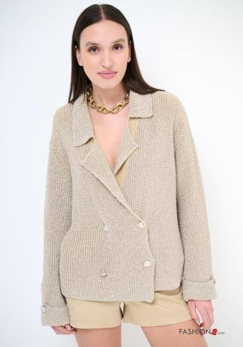 Cardigan in Cotone con colletto doppio petto maniche lunghe con bottoni