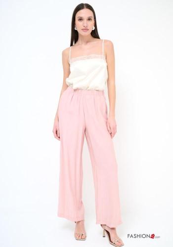 Pantalone wide leg con tasche con elastico