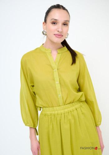 Chemise en Coton manches longues col rond à boutons