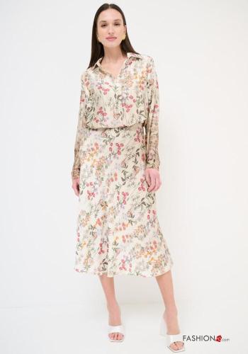 Falda midi Estampado Floral con elástico