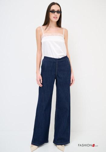Jeans in Cotone denim a zampa con elastico
