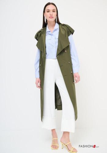 double-breasted sleeveless Cotton Trench Coat with belt - ph 1