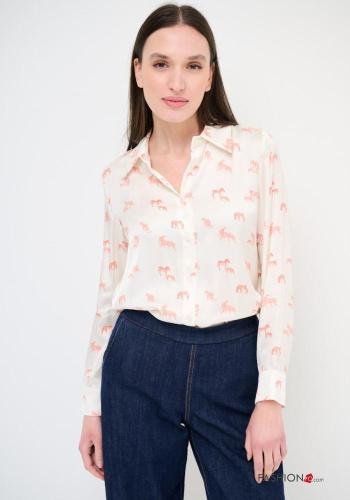 Camicia maniche lunghe con colletto Fantasia animali con bottoni