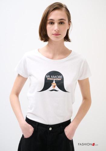T-shirt en Coton manches courtes col rond imprimé