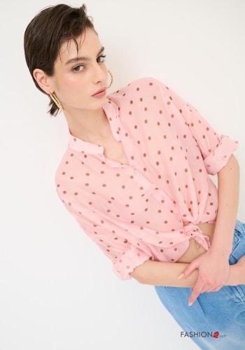 Camicia maniche lunghe Fantasia pois con bottoni
