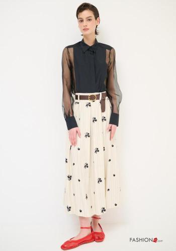 Jupe à broderie avec ceinture avec poches - ph 1