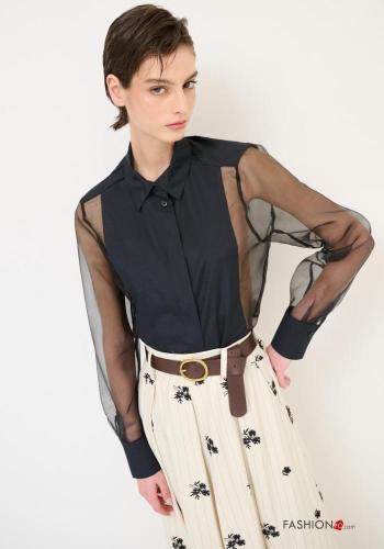 Camicia in Cotone tulle con colletto con bottoni