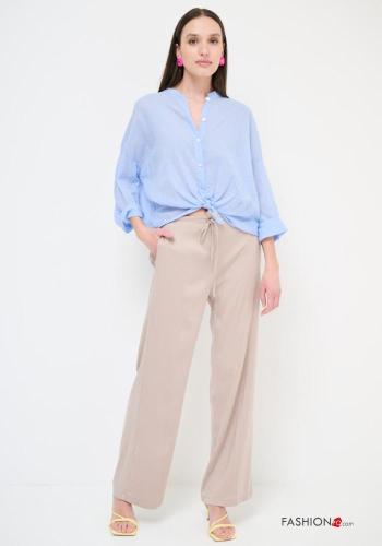 Pantalone wide leg con tasche con elastico
