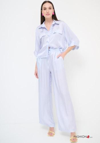 Pantalone wide leg Fantasia righe con tasche con elastico