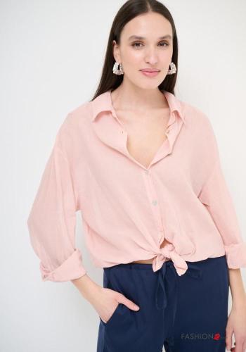 Chemise en Coton manches longues oversize à collet à boutons