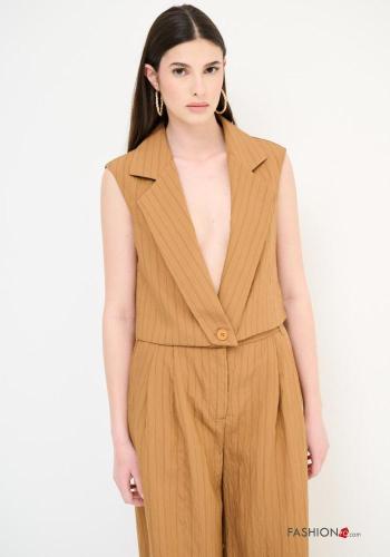 Striped Gilet with buttons plunging neckline with v-neck - ph 1