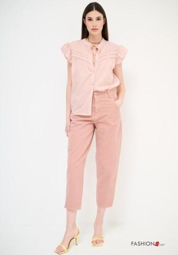 denim Cotton Trousers with buttons with zip with pockets - ph 1