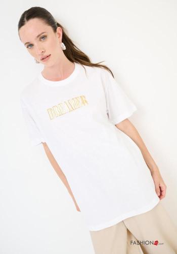 T-shirt en Coton manches courtes col rond imprimé