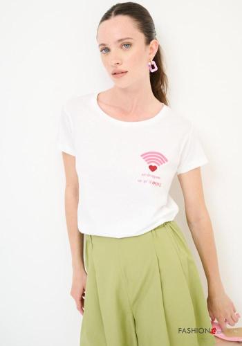 T-shirt in Cotone maniche corte girocollo Fantasia stampata - ph 1