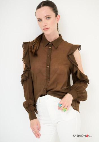 Camicia in Cotone maniche volant con colletto con balze con bottoni - ph 1