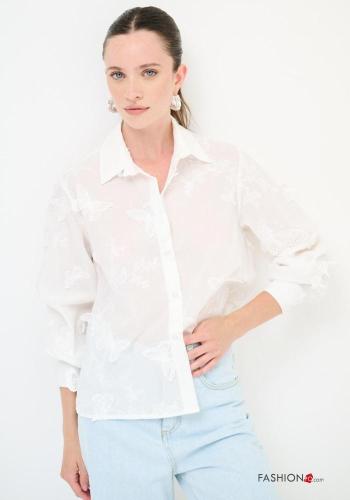 Embroidered long sleeve with collar Cotton Shirt with buttons - ph 1