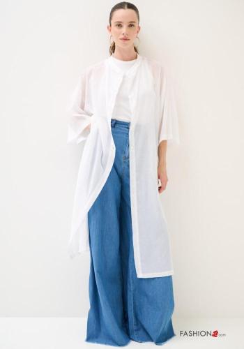 Camicia in Cotone lungo maniche a tre quarti con bottoni con spacco