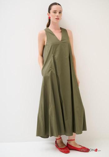 Abito in Cotone oversize senza maniche con tasche scollo a V - ph 1