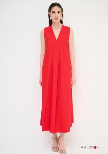 ärmellos Kleid aus Baumwolle mit V-Ausschnitt