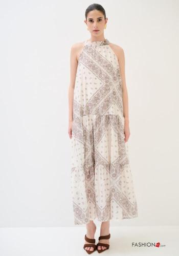 Paisley Muster ärmellos Kleid mit Schleife