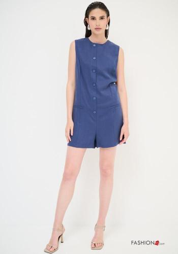 Jumpsuit senza maniche corto con bottoni con zip
