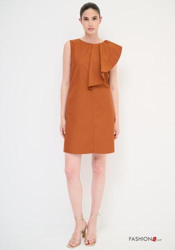 sleeveless crew neck mini Cotton Dress with flounces - ph 1