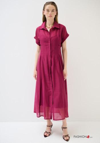 short sleeve with collar Shirt dress with buttons