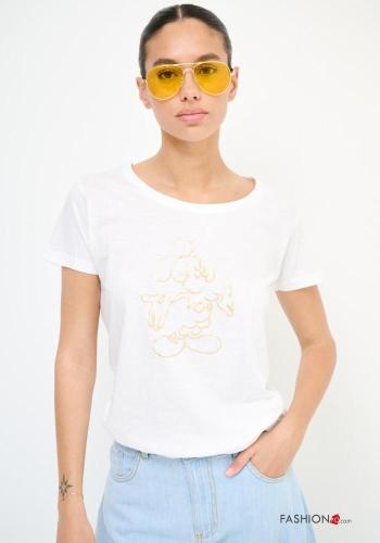 Patterned short sleeve crew neck Cotton T-shirt