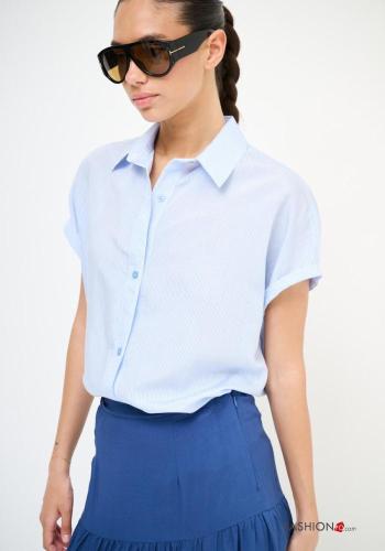 Camicia maniche corte con colletto Fantasia righe con bottoni
