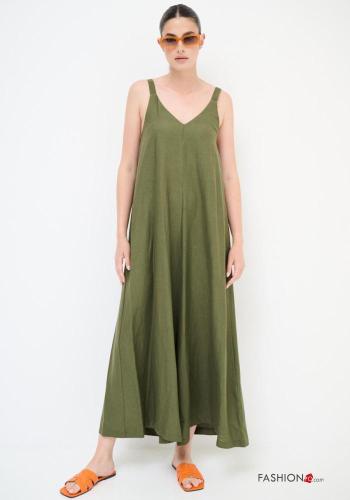 Mono de Lino wide leg sin mangas espalda descubierta con cuello en v