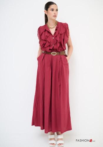Pantalone in Cotone wide leg con cintura con tasche