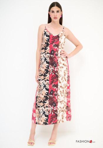 Blumenmuster ärmellos rückenfrei Kleid aus Baumwolle