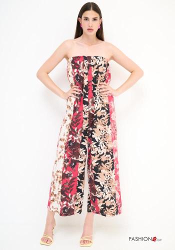 Blätterdruck ärmellos wide leg Overall aus Baumwolle mit gummizug - ph 1