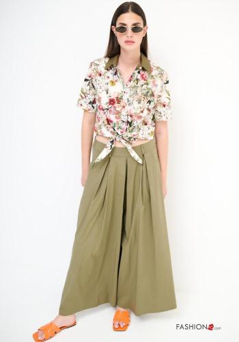 wide leg Cotton Trousers with pockets - ph 1