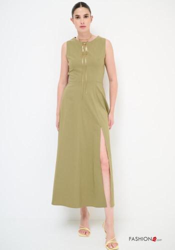 Abito senza maniche girocollo con fiocco con spacco