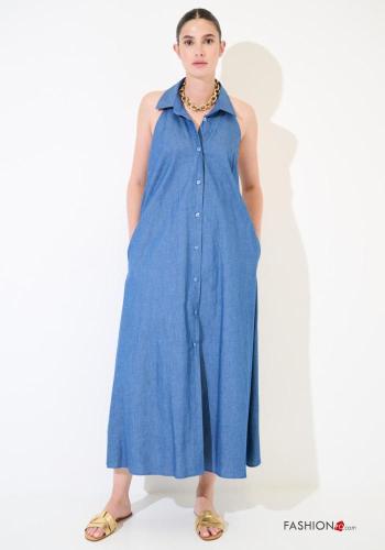 ärmellos rückenfrei Kleid aus Baumwolle