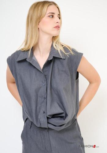 Camicia in Cotone senza maniche con colletto con bottoni - ph 1