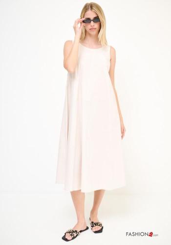 Abito in Cotone scollato sulla schiena senza maniche girocollo con fiocco