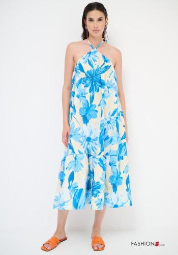 Abito in Cotone senza maniche scollato sulla schiena Fantasia floreale con fiocco