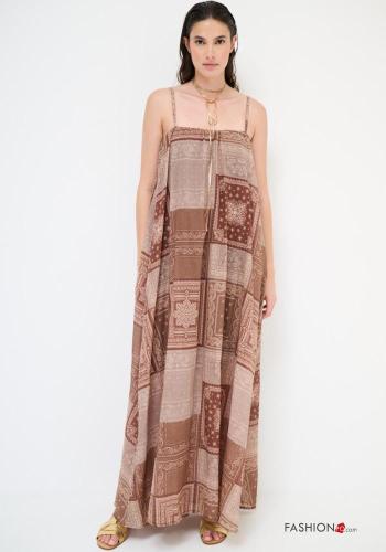 Abito in Cotone scollato sulla schiena oversize senza maniche Fantasia paisley