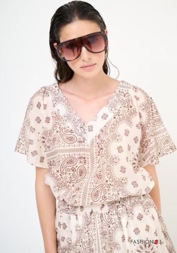 Blouse en Coton Imprimé paisley à col en V