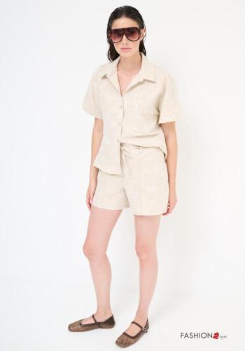 Blumenmuster Shorts aus Leinen