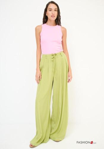 Pantalones wide leg con bolsillos con elástico