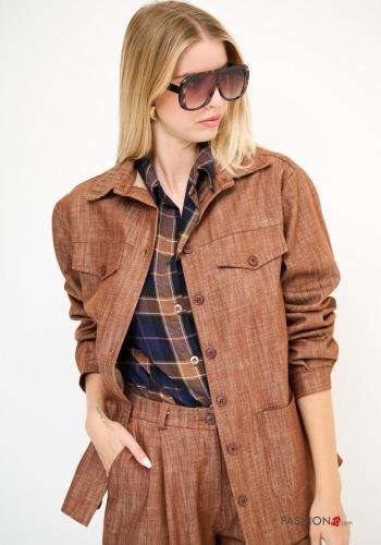 Giacca in Cotone maniche lunghe con colletto con bottoni con tasche