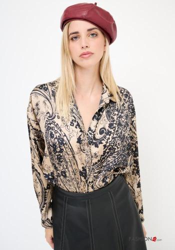 Paisley Muster lange ärmel mit kragen Hemd mit Knöpfen