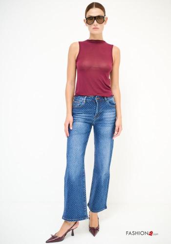 Denim Jeans aus Baumwolle mit Strasssteinen